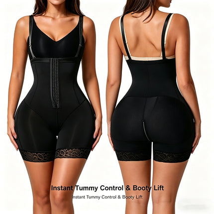 Women's High Compression Faja Bodysuit – Lace Trim & Adjustable Straps