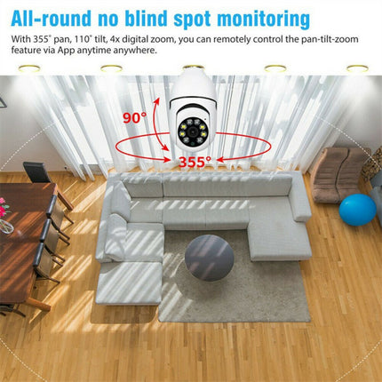 IR E27 Light Bulb Camera 1080P HD Wireless Wifi Smart Home Security Ca