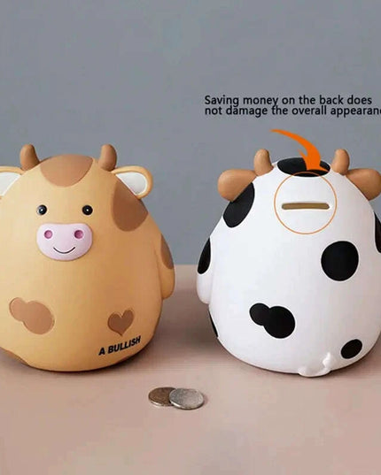 Adorable Cartoon Cow Coin Bank - Cute Vinyl Money Box for Kids - Fun Savings Jar