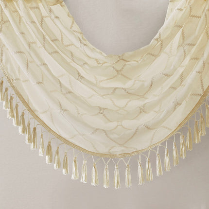 Room and Decor Diamond Sheer Embroidered Waterfall Valance, 38x46