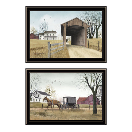 Billy Jacobs 2-Piece Miller's Creek Bridge Wall Art Set, Black Framed