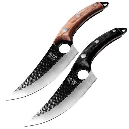 Small Scimitar Butcher Knife For Meat Deboning Walnut Handle 5Cr15MoV