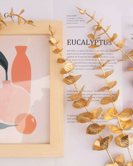 Elegant Golden Eucalyptus Stem Bundle - 15 Pieces for Festive Home Decor