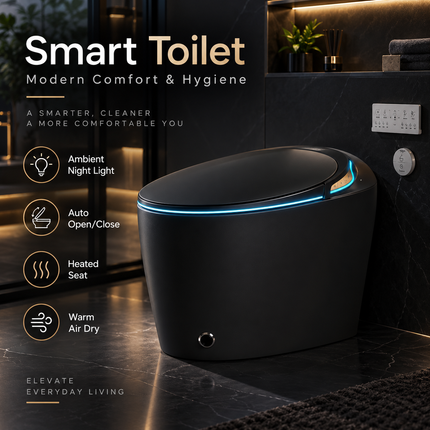 Smart Toilet with Built-In Bidet & Foot Sensor – Intelligent One-Piece, Auto Open/Close Lid