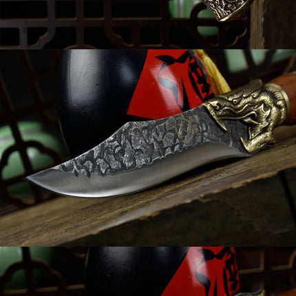 Yulong Bone Knife With Rosewood Handle And Brass Fittings 14cm Blade 7Cr17Mov