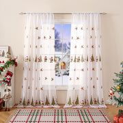 Peekaboo Studio Christmas Curtain with Tree Embroidery, Festive Design