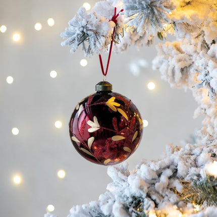 Room & Decor Set of 4 Red Glass Christmas Ball Ornaments, 4.7" Decorat