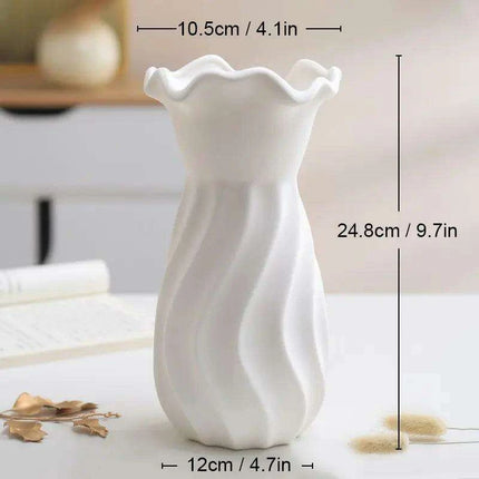 Sleek White Twisted Tube Ceramic Vase for Contemporary Decor