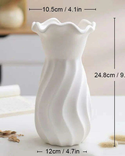 Sleek White Twisted Tube Ceramic Vase for Contemporary Decor