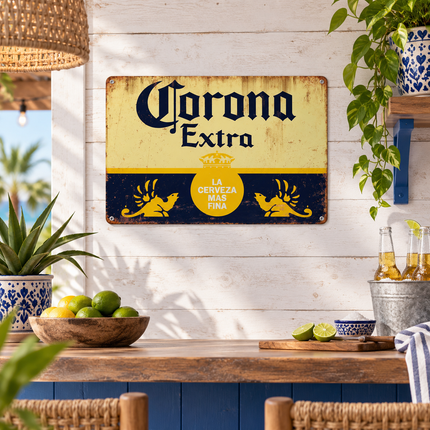 Vintage Beer Emblem Metal Wall Art — Retro Home Bar, Garage & Man Cave Sign