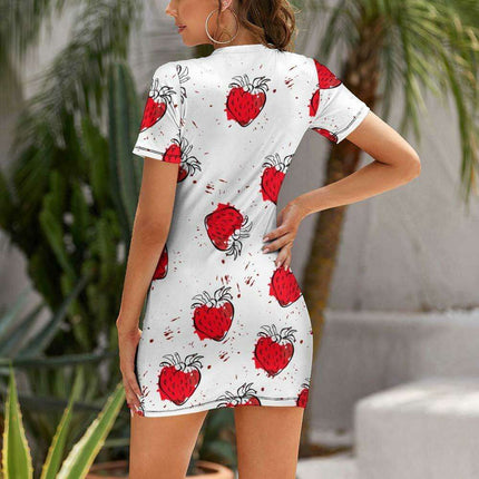 Chic White Short Sleeve Crew Neck Dress - A Must-Have for Every Wardrobe