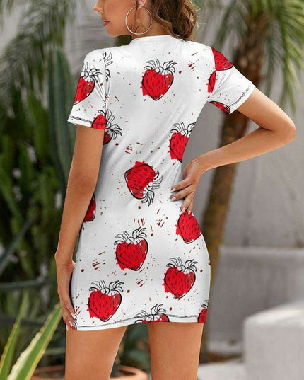 Chic White Short Sleeve Crew Neck Dress - A Must-Have for Every Wardrobe