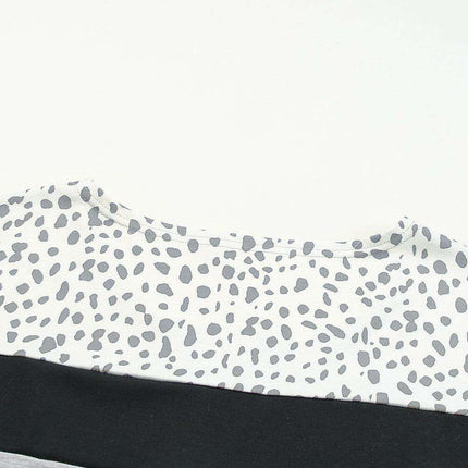 Chic Leopard Print Colorblock Lounge Set - Cozy Pullover and Shorts Ensemble