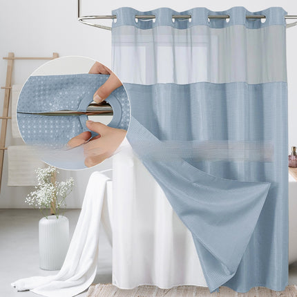 Waffle-Pattern Double-Layer Shower Curtain | 19 Colors