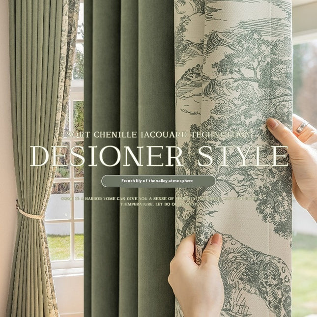 Peekaboo Studio French Chenille Curtain - High Shading, Elegant Design