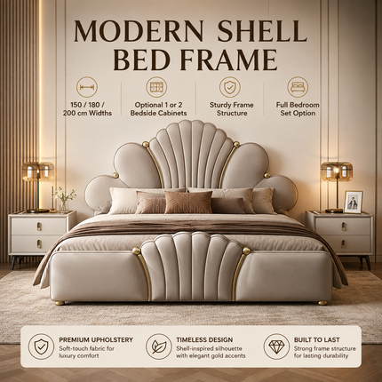 Modern Bed Frame with Optional Bedside Cabinets — 150 / 180 / 200cm Widths