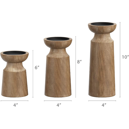 Solid Wood Retro Candlestick Table Decor Candle Holder