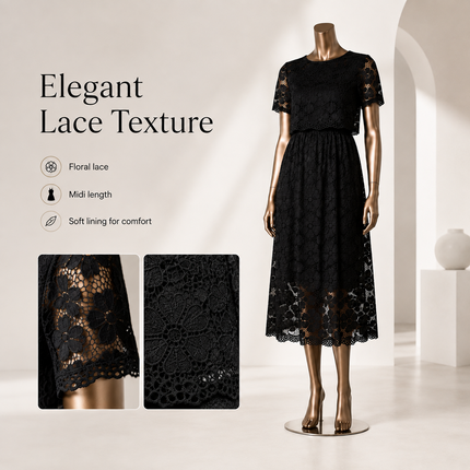 Moe Lace Evening Dress — Sleeveless Floral Mini with Flowy Skirt Dresses evening-dress-19 Clothing > Dresses > Evening Dresses