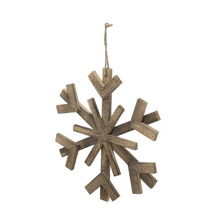 Room & Decor 17.7" Large Fir Wood Snowflake Ornaments - Set of 2, Rust