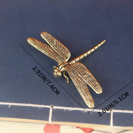 Peekaboo Studio Brass Dragonfly Ornament Tea Pet - Handcrafted Charm