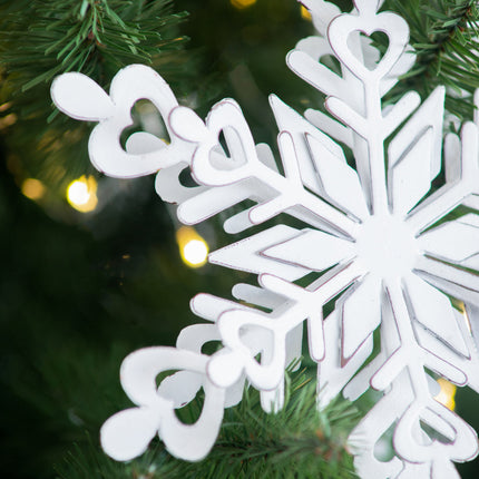 Room and Decor Set of 6 White Iron Snowflake Hangers for Christmas Orn