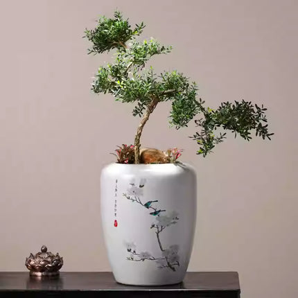 Peekaboo Studio Chinese Style Magnolia & Bird Floral Vase, Elegant Des