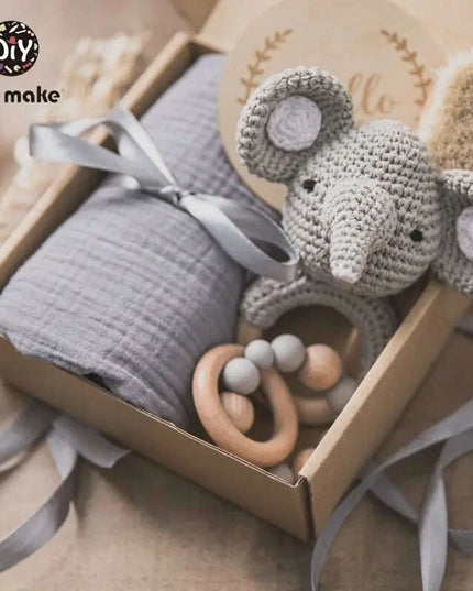 Adorable Baby Gift Set: Cotton Bath Towel, Crochet Rattle, and Accessories for Kids