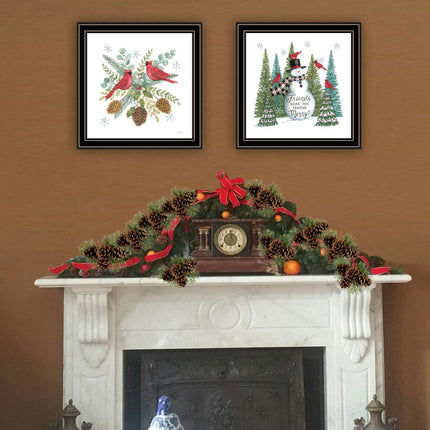 Deb Strain 2-Piece Merry Friends Black Framed Wall Art Set for Home