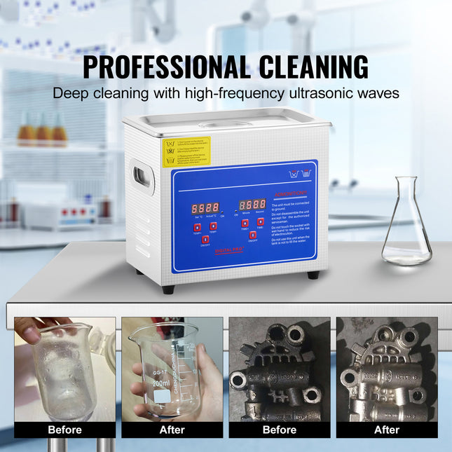 VEVOR Ultrasonic Cleaner with Digital Timer & Heater for Jewelry & Gla