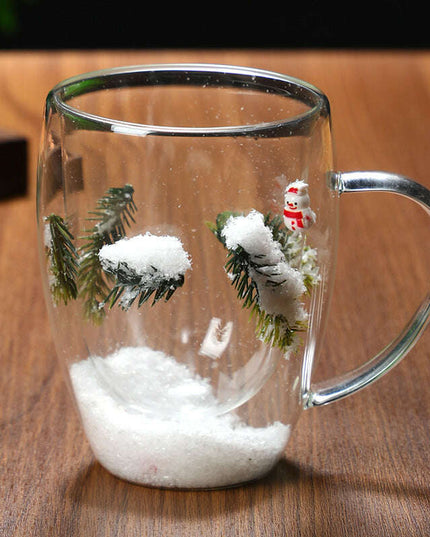 Christmas High Borosilicate Heat-resistant Double Layer Glass Cup