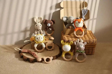Adorable Baby Gift Set: Cotton Bath Towel, Crochet Rattle, and Accessories for Kids