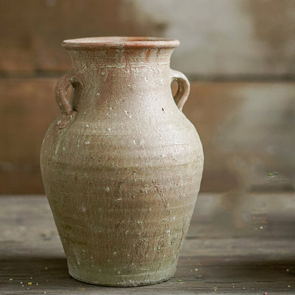 Vintage Earthenware Ceramic Vase With Mosaic Surface In Plain Pattern