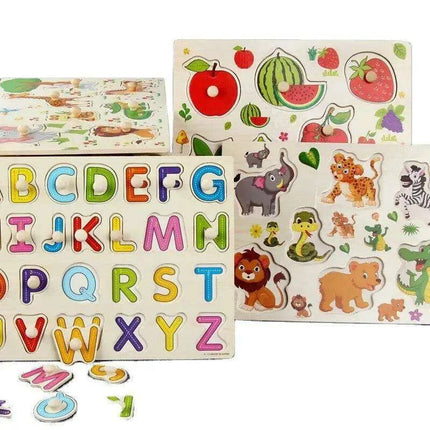 Interactive Montessori Wooden Puzzle Set - Fun Learning Toy for Early Childhood Development