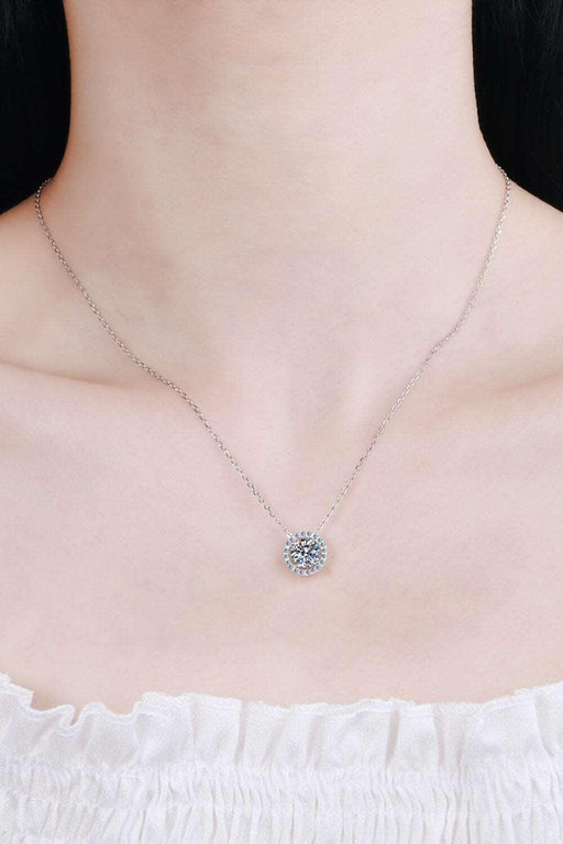 1 Carat Lab-Diamond Round Pendant Necklace Made with Sterling Silver Chain