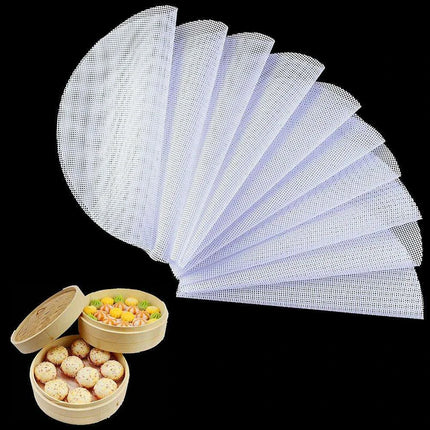 10-Pack Reusable Non-Stick Silicone Steamer Liners for Easy Cooking - Round Mats and Kitchen Accessories - Très Elite