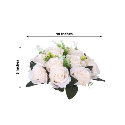 AliKopy 2 Pack 10" Cream Silk Rose Flower Balls - Artificial Centerpie