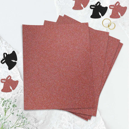 AliKopy 10 Pack Rose Gold Self-Adhesive Glitter Foam Sheets, 12"x10