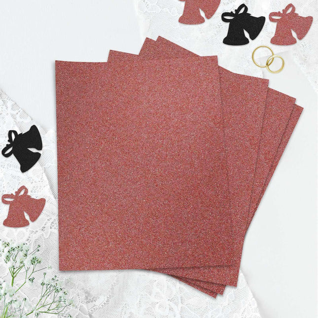 AliKopy 10 Pack Rose Gold Self-Adhesive Glitter Foam Sheets, 12"x10