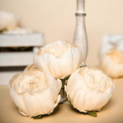AliKopy 10-Pack Beige Artificial Peony Flower Heads - 3" Faux Florals
