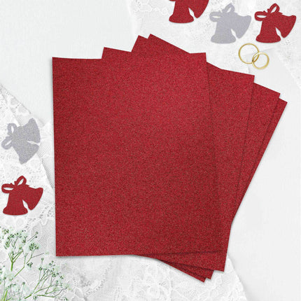 AliKopy 10 Pack Burgundy Self-Adhesive Glitter Foam Sheets - 12"x10
