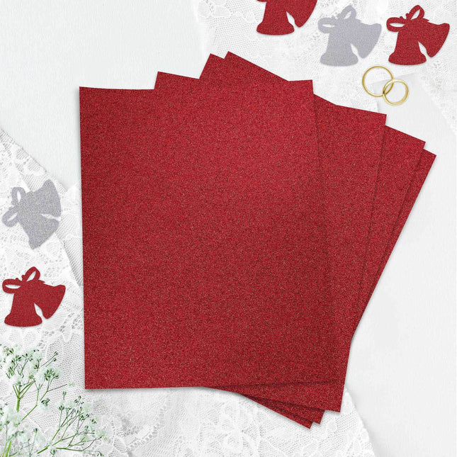 AliKopy 10 Pack Burgundy Self-Adhesive Glitter Foam Sheets - 12"x10