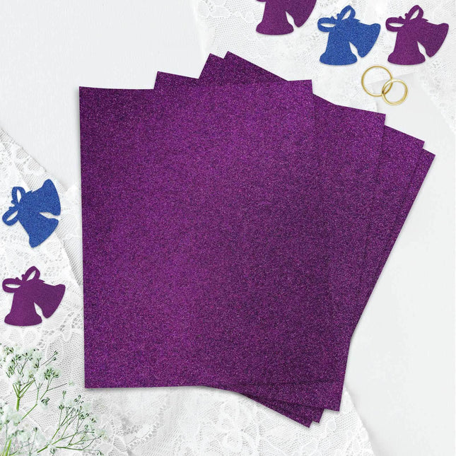 AliKopy 10 Pack Purple Self-Adhesive Glitter Foam Sheets - 12"x10