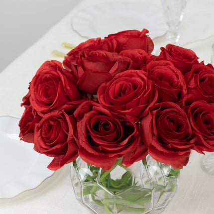 AliKopy 10 Pcs 12" Red Artificial Silk Roses - Realistic & Durable