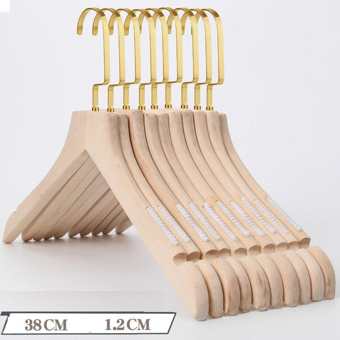 Elegant Retro Wooden Hangers: Set of 10 with Advanced Non-Slip Features