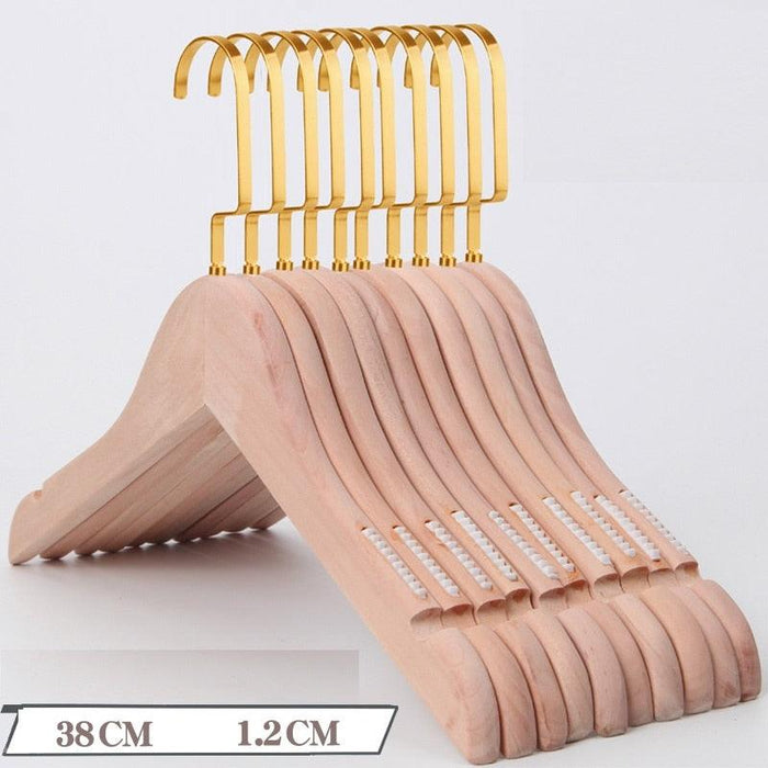 10-Piece Set of Durable Wooden Hangers with Non-Slip Features