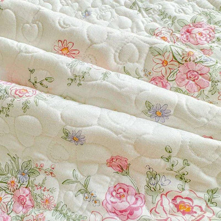 100% Cotton Floral Quilted Bed Cover - Soft & Skin-Friendly Mattress Protector (No Pillowcase Included) - Très Elite