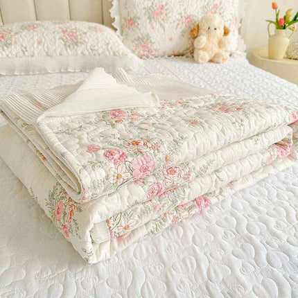 100% Cotton Floral Quilted Bed Cover - Soft & Skin-Friendly Mattress Protector (No Pillowcase Included) - Très Elite