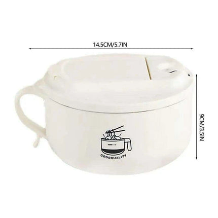 1000ml Insulated Stainless Steel Ramen Bowl with Lid - Perfect for Instant Noodles, Salads, and Soups for 1-2 People - Très Elite