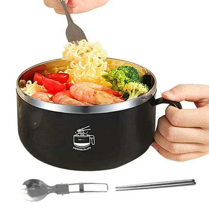 1000ml Travel-Ready Insulated Stainless Steel Bowl with Lid - Ideal for Noodles, Soups, and Salads - Très Elite