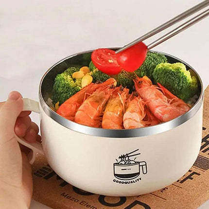 1000ml Travel-Ready Insulated Stainless Steel Bowl with Lid - Ideal for Noodles, Soups, and Salads - Très Elite
